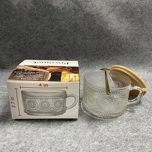 Piwomek Coffee Mugs, Glass Coffee Mugs with Bamboo Lids With Golden Spoon in Saudi Arabia