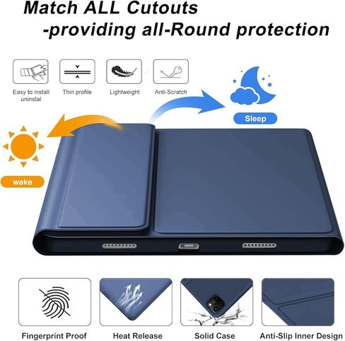 D DINGRICH iPad Pro 12.9 Inch (6/5/4th Gen) Case with Keyboard - Magnetic Rechargeable 7 Color Backlit Removeable Keyboard, Folio Leather Cover with Pencil Holder for iPad Pro 12.9'', Blue in Kuwait