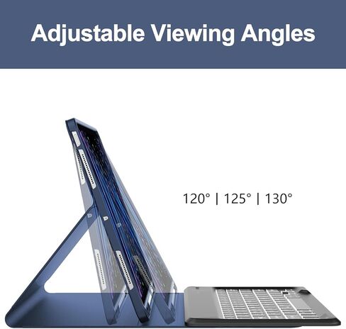 D DINGRICH iPad Pro 12.9 Inch (6/5/4th Gen) Case with Keyboard - Magnetic Rechargeable 7 Color Backlit Removeable Keyboard, Folio Leather Cover with Pencil Holder for iPad Pro 12.9'', Blue in Kuwait