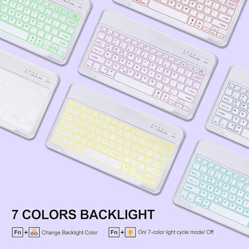 D DINGRICH iPad Pro 12.9 Inch (6/5/4th Gen) Case with Keyboard - Magnetic Rechargeable 7 Color Backlit Removeable Keyboard, Folio Leather Cover with Pencil Holder for iPad Pro 12.9'', Blue in Kuwait