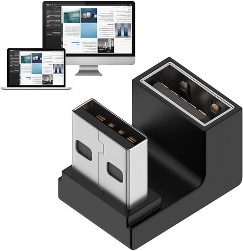 محول USB بالزاوية اليمنى - محول USB 3.0 ذكر إلى أنثى - نقل بيانات بسرعة 10 جيجابت في الثانية، موصل، موصل موسع لأجهزة الكمبيوتر المحمول والكمبيوتر الشخصي والتلفزيون in Saudi Arabia