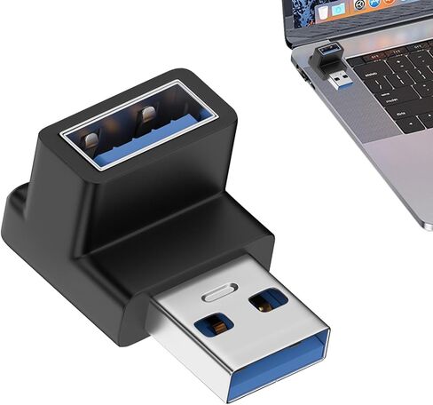 محول USB بالزاوية اليمنى - محول USB 3.0 ذكر إلى أنثى - نقل بيانات بسرعة 10 جيجابت في الثانية، موصل، موصل موسع لأجهزة الكمبيوتر المحمول والكمبيوتر الشخصي والتلفزيون in Saudi Arabia