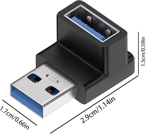 محول USB بالزاوية اليمنى - محول USB 3.0 ذكر إلى أنثى - نقل بيانات بسرعة 10 جيجابت في الثانية، موصل، موصل موسع لأجهزة الكمبيوتر المحمول والكمبيوتر الشخصي والتلفزيون in Saudi Arabia