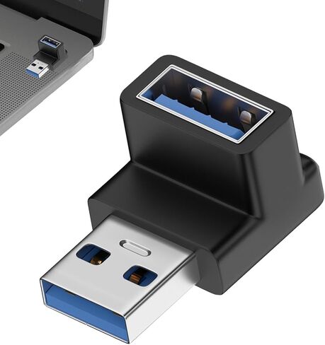 محول USB بالزاوية اليمنى - محول USB 3.0 ذكر إلى أنثى - نقل بيانات بسرعة 10 جيجابت في الثانية، موصل، موصل موسع لأجهزة الكمبيوتر المحمول والكمبيوتر الشخصي والتلفزيون in Saudi Arabia