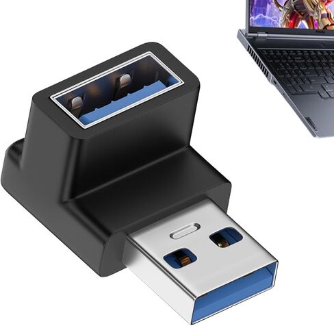 محول USB بالزاوية اليمنى - محول USB 3.0 ذكر إلى أنثى - نقل بيانات بسرعة 10 جيجابت في الثانية، موصل، موصل موسع لأجهزة الكمبيوتر المحمول والكمبيوتر الشخصي والتلفزيون in Saudi Arabia