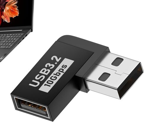 محول USB 90 درجة - محول تمديد USB A ذكر إلى أنثى - موصل موسع، موصل لأجهزة الكمبيوتر المحمولة والهاتف والكمبيوتر الشخصي in Kuwait