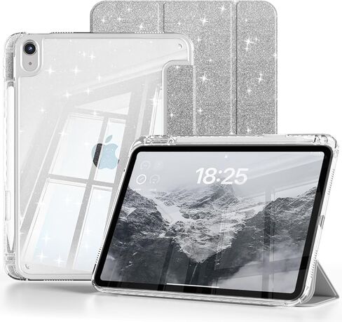 حافظة لجهاز iPad (A16) الجيل الحادي عشر مقاس 11 بوصة 2025، حافظة iPad الجيل العاشر مقاس 10.9 بوصة، غطاء لامع مقاوم للصدمات مع غطاء خلفي شفاف لامع وحامل أقلام (وردي وردي) in Kuwait