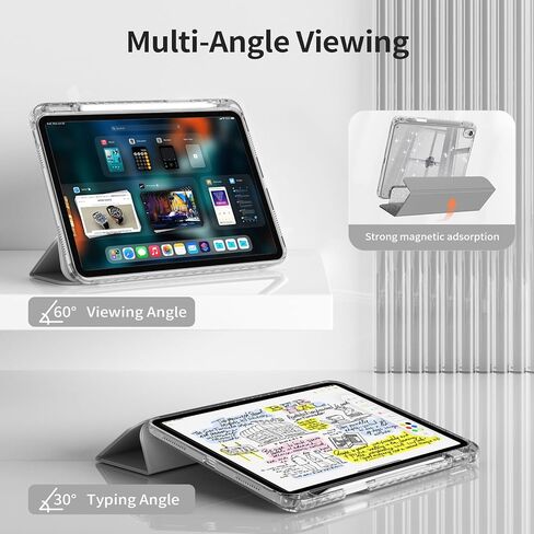 حافظة لجهاز iPad (A16) الجيل الحادي عشر مقاس 11 بوصة 2025، حافظة iPad الجيل العاشر مقاس 10.9 بوصة، غطاء لامع مقاوم للصدمات مع غطاء خلفي شفاف لامع وحامل أقلام (وردي وردي) in Kuwait