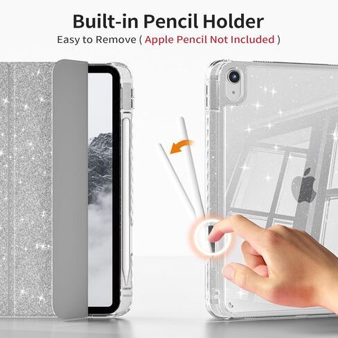 حافظة لجهاز iPad (A16) الجيل الحادي عشر مقاس 11 بوصة 2025، حافظة iPad الجيل العاشر مقاس 10.9 بوصة، غطاء لامع مقاوم للصدمات مع غطاء خلفي شفاف لامع وحامل أقلام (وردي وردي) in Kuwait