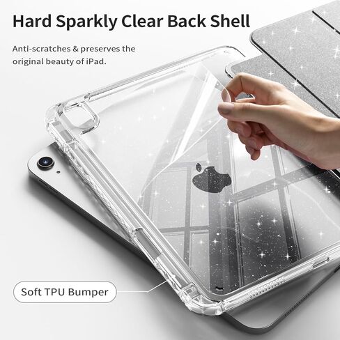 حافظة لجهاز iPad (A16) الجيل الحادي عشر مقاس 11 بوصة 2025، حافظة iPad الجيل العاشر مقاس 10.9 بوصة، غطاء لامع مقاوم للصدمات مع غطاء خلفي شفاف لامع وحامل أقلام (وردي وردي) in Kuwait