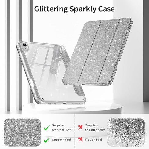 حافظة لجهاز iPad (A16) الجيل الحادي عشر مقاس 11 بوصة 2025، حافظة iPad الجيل العاشر مقاس 10.9 بوصة، غطاء لامع مقاوم للصدمات مع غطاء خلفي شفاف لامع وحامل أقلام (وردي وردي) in Kuwait