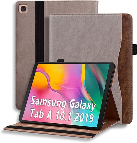 Case for Galaxy Tab A 10.1 inch 2019, Smart Cover with Pocket & Pencil Holder, Business PU Leather with Card Slot for Samsung Galaxy Tab A SM-T510 Tablet, Black in Saudi Arabia