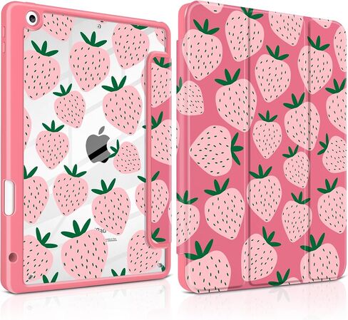 حافظة MEEgoodo لجهاز iPad 10.2 بوصة، حافظات أجهزة لوحية لجهاز iPad الجيل التاسع 2021/8th Gen 2020/7th Gen 2019 مع غلاف خلفي من الأكريليك الشفاف + حامل قلم رصاص + تنبيه/غفو تلقائي + حامل ثلاثي الطي، قوس وقلوب عصرية in Kuwait