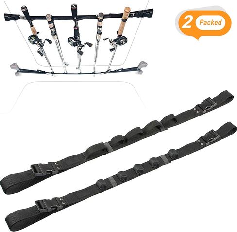 KUDES 2 Pack Vehicle Fishing Rod Holder for Car 5 Rod Capacity Adjustable 86.6 Inches Length Easy Install Fishing Car Rod Carrier Belt Strap for SUV Wagons Van in Saudi Arabia