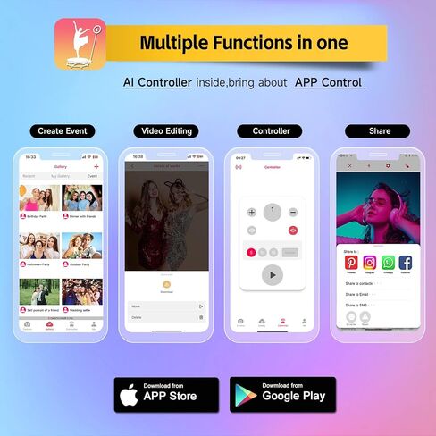 كشك صور HARZHI 360 درجة مع حقيبة طيران، آلة كشك صور 360 درجة لحفلات عيد الميلاد وحفلات الزفاف، تطبيق برمجي للتحكم عن بعد ملحقات الدوران التلقائي (100 سم/39.4 بوصة + حقيبة طيران) in Kuwait
