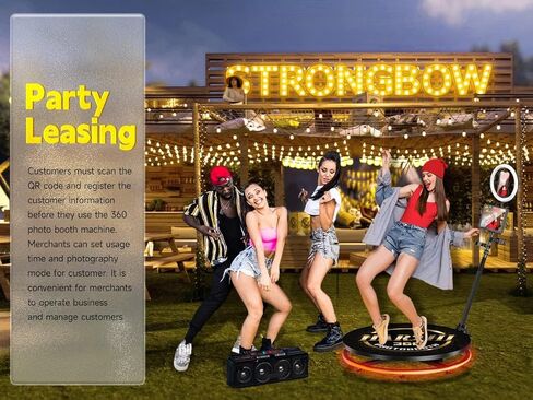 كشك صور HARZHI 360 درجة مع حقيبة طيران، آلة كشك صور 360 درجة لحفلات عيد الميلاد وحفلات الزفاف، تطبيق برمجي للتحكم عن بعد ملحقات الدوران التلقائي (100 سم/39.4 بوصة + حقيبة طيران) in Kuwait