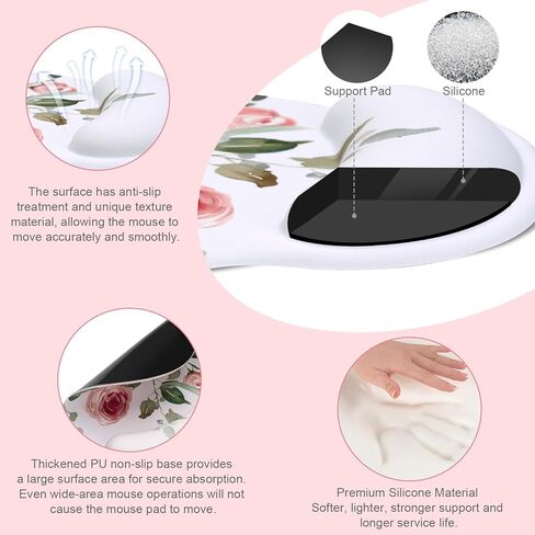 MOSISO Wrist Rest for Keyboard Mouse Pad Set, Large Gaming Deskpad&Circle Curved Mousepad&Keyboard Wrist Rest&Coaster, Ergonomic Non-Slip Mousepad with Curved Memory Foam, Vividness Roses in Saudi Arabia