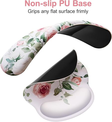 MOSISO Wrist Rest for Keyboard Mouse Pad Set, Large Gaming Deskpad&Circle Curved Mousepad&Keyboard Wrist Rest&Coaster, Ergonomic Non-Slip Mousepad with Curved Memory Foam, Vividness Roses in Saudi Arabia