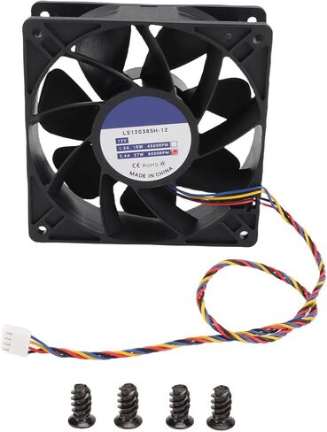 CHICIRIS 12 سم مروحة تبريد سوداء عالية السرعة 6000 دورة في الدقيقة 12 فولت 2.7A 4pin FG DC بدون فرشاة PWM مروحة حافظة كمبيوتر لخوادم الكاميرا، مادة ABS in Kuwait