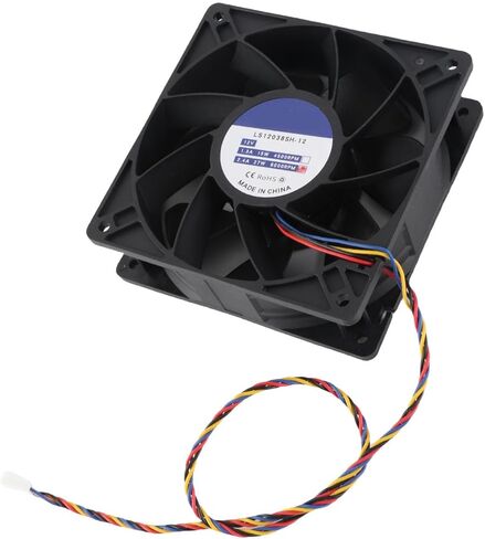 CHICIRIS 12 سم مروحة تبريد سوداء عالية السرعة 6000 دورة في الدقيقة 12 فولت 2.7A 4pin FG DC بدون فرشاة PWM مروحة حافظة كمبيوتر لخوادم الكاميرا، مادة ABS in Kuwait