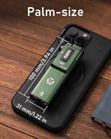 مصباح RovyVon E60 مسطح EDC 1500 لومن ضوء أبيض، شعاع أخضر، ضوء 365 نانومتر، USB-C قابل لإعادة الشحن مع ثلاثة مصابيح جانبية للإشارة، العمل، الاستخدام الخارجي أو الداخلي (أخضر) in Kuwait