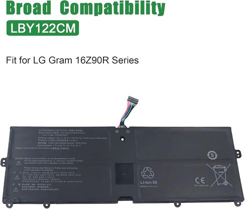 LBY122CM Laptop Battery Replacement for LG Gram 16Z90R Series Notebook EAC64798311 Black 7.76V 90Wh 11600mAh in Saudi Arabia
