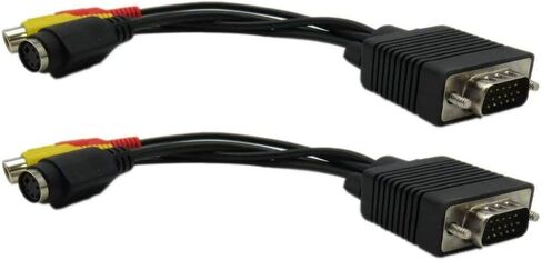 USonline911 2 Pack Premium VGA SVGA to S-Video 3 RCA AV TV Out Cable Adapter Converter PC Computer Laptop in Saudi Arabia
