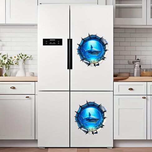 ملصق جداري ثلاثي الأبعاد على شكل قرش، ملصق فينيل مقاوم للماء وقابل للإزالة لأجهزة الكمبيوتر المحمولة والسيارات والجدار والأثاث وتزيين غرفة النوم، موضوع المحيط LB-0031 in Kuwait