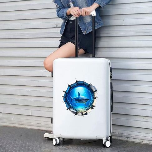 ملصق جداري ثلاثي الأبعاد على شكل قرش، ملصق فينيل مقاوم للماء وقابل للإزالة لأجهزة الكمبيوتر المحمولة والسيارات والجدار والأثاث وتزيين غرفة النوم، موضوع المحيط LB-0031 in Kuwait