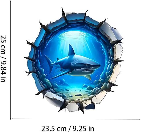 ملصق جداري ثلاثي الأبعاد على شكل قرش، ملصق فينيل مقاوم للماء وقابل للإزالة لأجهزة الكمبيوتر المحمولة والسيارات والجدار والأثاث وتزيين غرفة النوم، موضوع المحيط LB-0031 in Kuwait