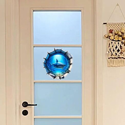 ملصق جداري ثلاثي الأبعاد على شكل قرش، ملصق فينيل مقاوم للماء وقابل للإزالة لأجهزة الكمبيوتر المحمولة والسيارات والجدار والأثاث وتزيين غرفة النوم، موضوع المحيط LB-0031 in Kuwait