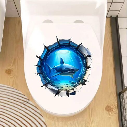 ملصق جداري ثلاثي الأبعاد على شكل قرش، ملصق فينيل مقاوم للماء وقابل للإزالة لأجهزة الكمبيوتر المحمولة والسيارات والجدار والأثاث وتزيين غرفة النوم، موضوع المحيط LB-0031 in Kuwait