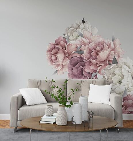 ملصق حائط ورود كبيرة، ملصق زهور الحديقة قابل للتقشير واللصق، ملصقات حائط ضخمة على طراز بوهو (ملصقات ورد كبيرة) in Kuwait