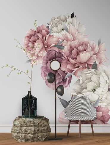 ملصق حائط ورود كبيرة، ملصق زهور الحديقة قابل للتقشير واللصق، ملصقات حائط ضخمة على طراز بوهو (ملصقات ورد كبيرة) in Kuwait