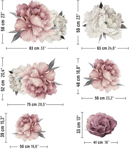 ملصق حائط ورود كبيرة، ملصق زهور الحديقة قابل للتقشير واللصق، ملصقات حائط ضخمة على طراز بوهو (ملصقات ورد كبيرة) in Kuwait