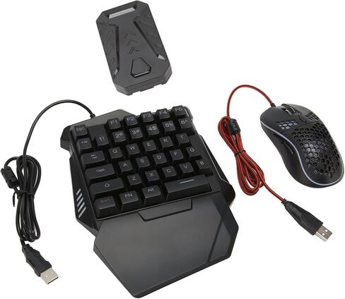 مجموعة ألعاب ماوس بنصف لوحة مفاتيح بيد واحدة مع ضوء RGB LED ولوحات مفاتيح ألعاب الكمبيوتر ومحول الماوس مجموعة نصف سلكية RGB مع محول محول سلكي in Kuwait