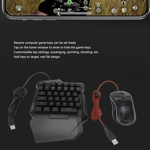 مجموعة ألعاب ماوس بنصف لوحة مفاتيح بيد واحدة مع ضوء RGB LED ولوحات مفاتيح ألعاب الكمبيوتر ومحول الماوس مجموعة نصف سلكية RGB مع محول محول سلكي in Kuwait