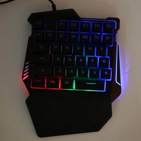 مجموعة ألعاب ماوس بنصف لوحة مفاتيح بيد واحدة مع ضوء RGB LED ولوحات مفاتيح ألعاب الكمبيوتر ومحول الماوس مجموعة نصف سلكية RGB مع محول محول سلكي in Kuwait