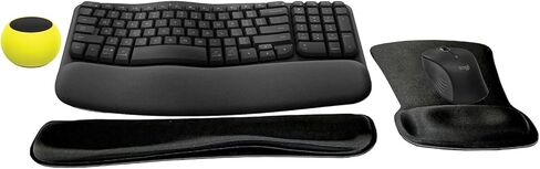 Logitech MK670 Comfort Wave Wireless Keyboard & Mouse Combo Home Office Active Lifestyle Modern Bundle with Mini Glow in The Dark Portable Wireless Bluetooth Speaker, Gel Wrist Pad & Gel Mouse Pad in Saudi Arabia