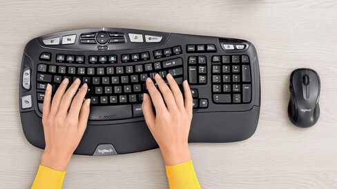 Logitech MK670 Comfort Wave Wireless Keyboard & Mouse Combo Home Office Active Lifestyle Modern Bundle with Mini Glow in The Dark Portable Wireless Bluetooth Speaker, Gel Wrist Pad & Gel Mouse Pad in Saudi Arabia