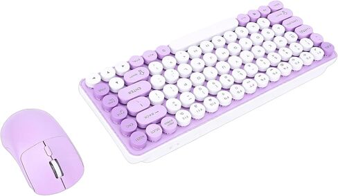 Wireless Keyboard and Mouse Combo, 85 Key 2.4G Dual Mode Retro Round Keycap Ergonomic Design, with USB Receiver, for PC Laptop Computer in Saudi Arabia