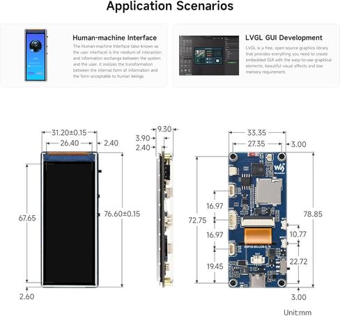 Waveshare ESP32-S3 3.16inch Display Development Board, 320×820 Pixels, 262K Color, 32-bit LX7 Dual-core Processor, Up to 240MHz Frequency, WiFi & Bluetooth 5, Accelerometer and Gyroscope Sensor in Saudi Arabia