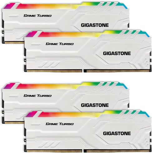 【RGB DDR5 RAM】 GIGASTONE Game Turbo 64GB Kit (4x16GB) DDR5 6400MHz PC5-51200 CL40-40-40-84 Intel XMP 3.0 AMD Expo 1.35V UDIMM 288 Pin Unbuffered Non ECC High Performance Gaming Desktop Memory - White in Saudi Arabia