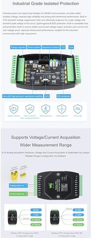 Industrial 8-Ch Analog Acquisition Module, 12-Bit High-Precision, Current Voltage Acquisition, DC 7~36V Wide Voltage Power Supply, 8-ch Current Mode, 0~20mA @XYGStudy (Modbus RTU Analog Input 8CH) in Saudi Arabia