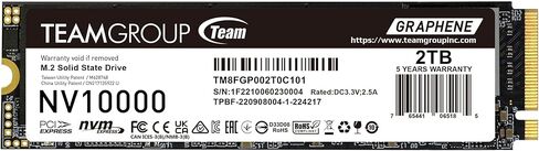 TEAMGROUP NV10000 2TB SLC Cache NVMe PCIe 5.0 Gen5x4 M.2 2280 كمبيوتر محمول سطح المكتب SSD سرعة قراءة/كتابة تصل إلى 10000 / 8500 ميجابايت/ثانية TM8FGP002T0C101 in Saudi Arabia