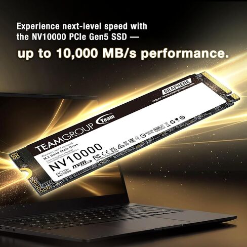 TEAMGROUP NV10000 2TB SLC Cache NVMe PCIe 5.0 Gen5x4 M.2 2280 كمبيوتر محمول سطح المكتب SSD سرعة قراءة/كتابة تصل إلى 10000 / 8500 ميجابايت/ثانية TM8FGP002T0C101 in Saudi Arabia