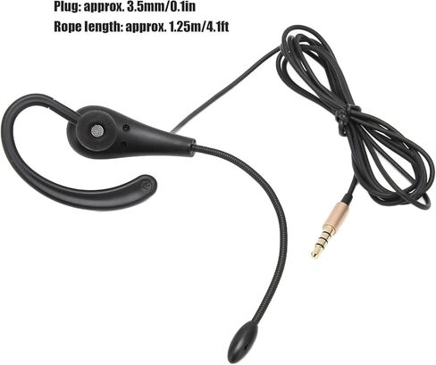Keenso Ear Hook Call Center Headset Lightweight Single Sided 3.5mm Headphone with Microphone for Laptop Mobile Phones, Noise Reduction, for All Devices in Saudi Arabia