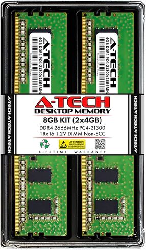مجموعة ترقية ذاكرة الوصول العشوائي للكمبيوتر المكتبي A-Tech 8GB (2x4GB) DDR4 2666MHz DIMM PC4-21300 UDIMM Non-ECC 1Rx16 1.2V CL19 288-Pin in Kuwait