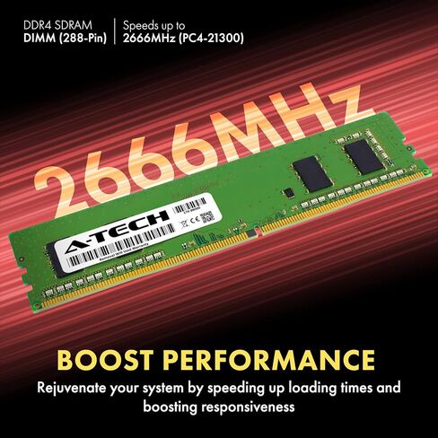 مجموعة ترقية ذاكرة الوصول العشوائي للكمبيوتر المكتبي A-Tech 8GB (2x4GB) DDR4 2666MHz DIMM PC4-21300 UDIMM Non-ECC 1Rx16 1.2V CL19 288-Pin in Kuwait