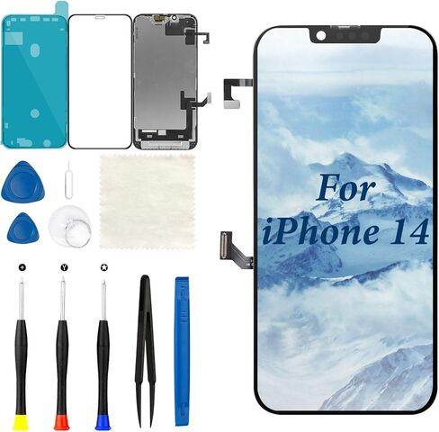 لاستبدال شاشة iPhone 14 مع 6.1 بوصة مستشعر القرب سماعة الأذن الكابلات المرنة ثلاثية الأبعاد التي تعمل باللمس محول الأرقام الجمعية مع أدوات إصلاح الزجاج الأمامي A2649 A2881 A2882 A2883 A2884 in Kuwait